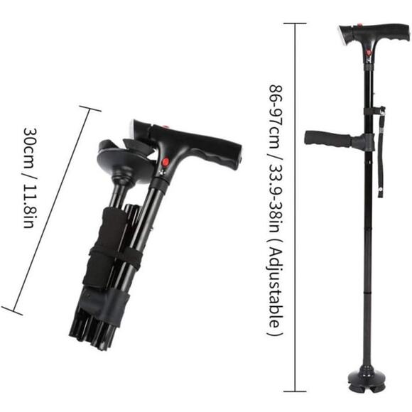 Folding Cane LED Walking Cane for Seniors Light Safety Walking Faith Sticks - Picture 2 of 7